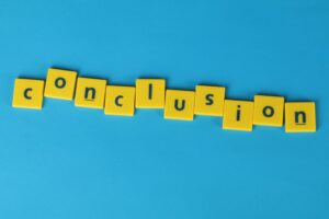 Letter tiles spelling "conclusion"