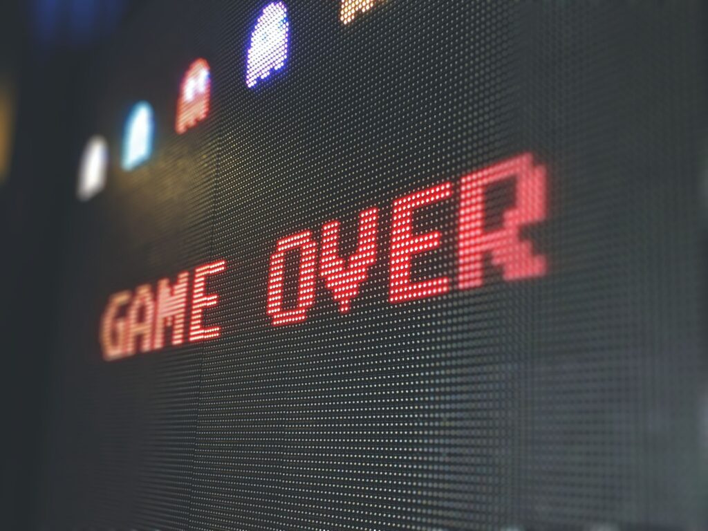 Pacman ghosts with "Game Over" on screen
