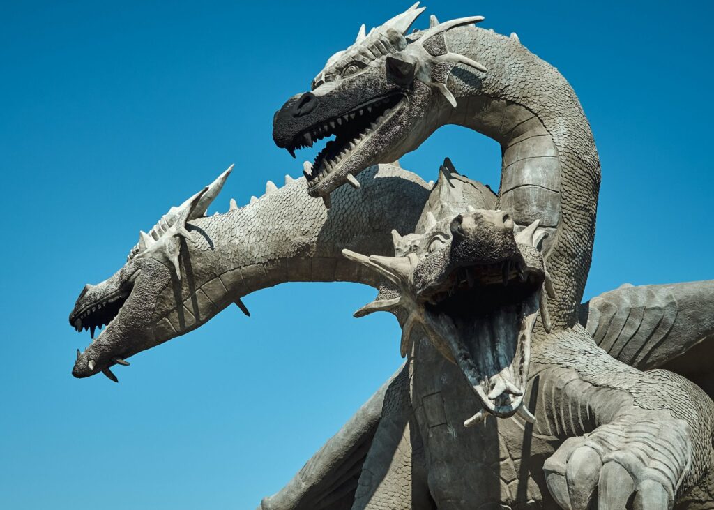 statue of three-headed dragon